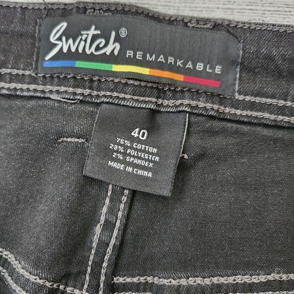 Black and Red Splatter Paint Distressed Men's Biker Shorts (Size 40 & 42) - Picture 7 of 15